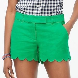 J Crew Green Scalloped Shorts